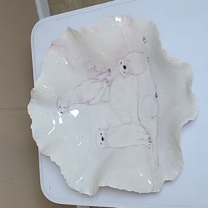 Otters At Rest Fine Rough Ridged Decorative Signed Bowl